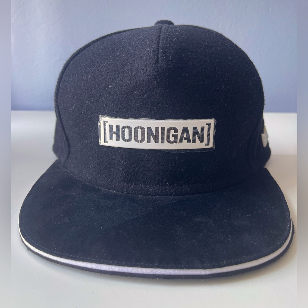 Melin Hoonigan Censor Bar, snap-back, black suede bill hat/headwear.